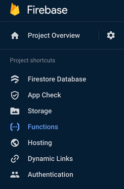 The image displays Firebase Functions' section on Firebase console